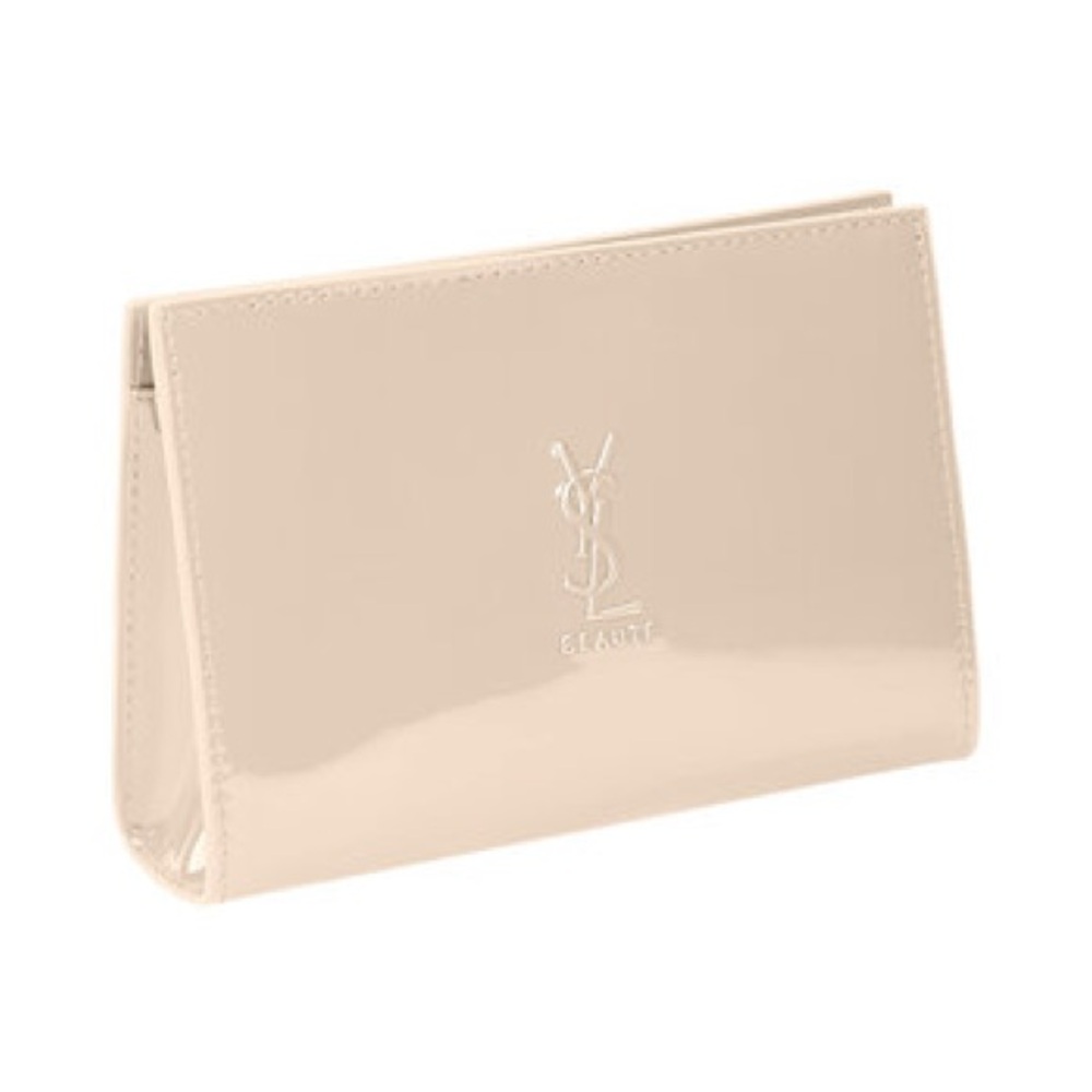 Yves Saint Laurent Beige Patent Cosmetic Bag